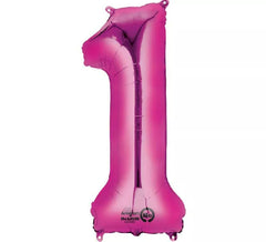 Numero di palloncino metallico fucsia 1