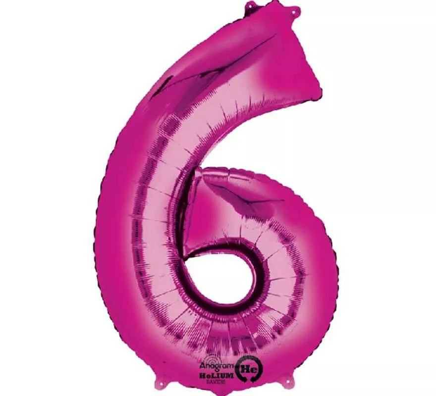 Translation missing: it.Globo metalizado Fucsia número 6 de 86 cm de altura