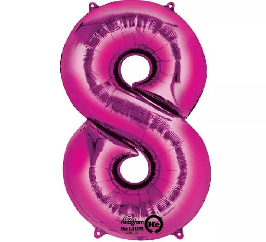 Translation missing: it.Globo metalizado Fucsia número 8 de 86 cm de altura