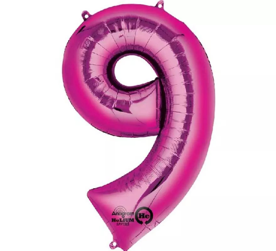Translation missing: it.Globo metalizado Fucsia número 9 de 86 cm de altura