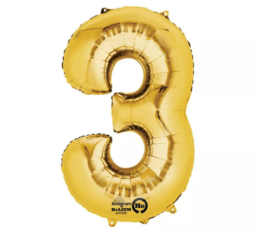 Translation missing: it.Globo metalizado Oro número 3 de 86 cm de altura