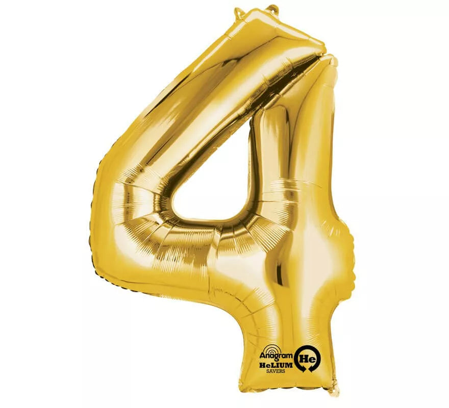 Translation missing: it.Globo metalizado Oro número 4 de 86 cm de altura