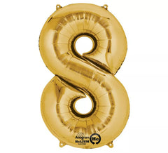 Palloncino metallico numero d'oro 8 di 53x86 cm