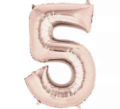 Palloncino metallico rosa dorato numero 5