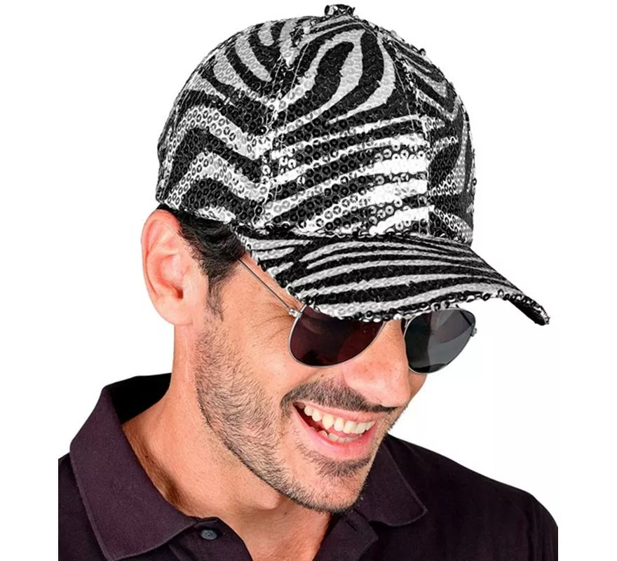 Translation missing: it.Gorra Animal Print Cebra con Lentejuelas