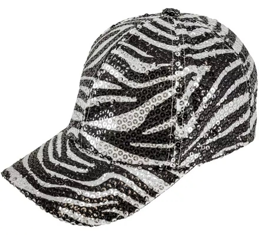 Translation missing: it.Gorra Animal Print Cebra con Lentejuelas
