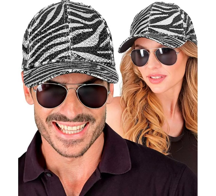 Translation missing: it.Gorra Animal Print Cebra con Lentejuelas