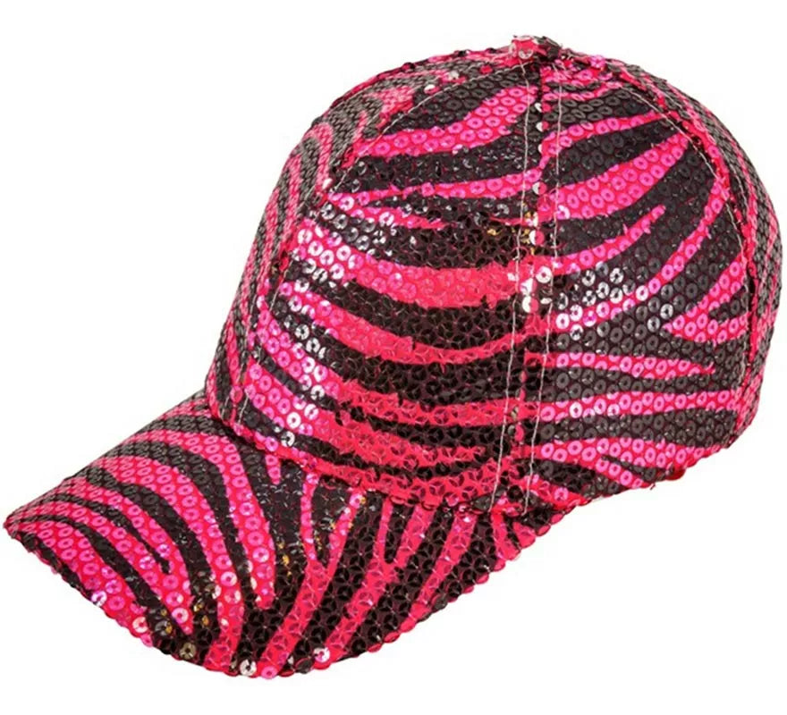 Translation missing: it.Gorra Animal Print Cebra rosa con Lentejuelas