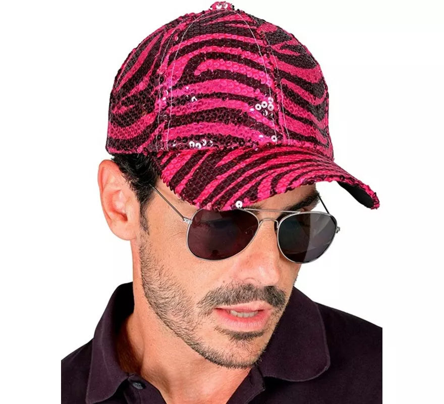 Translation missing: it.Gorra Animal Print Cebra rosa con Lentejuelas