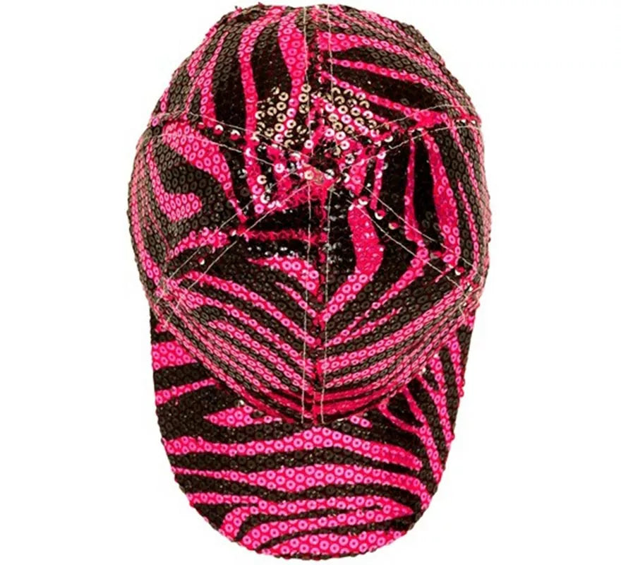Gorra Animal Print Cebra rosa con Lentejuelas