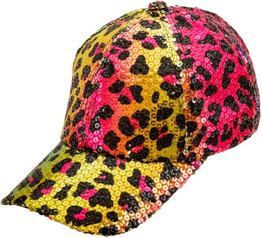 Translation missing: it.Gorra Animal Print Leopardo Arcoíris con Lentejuelas