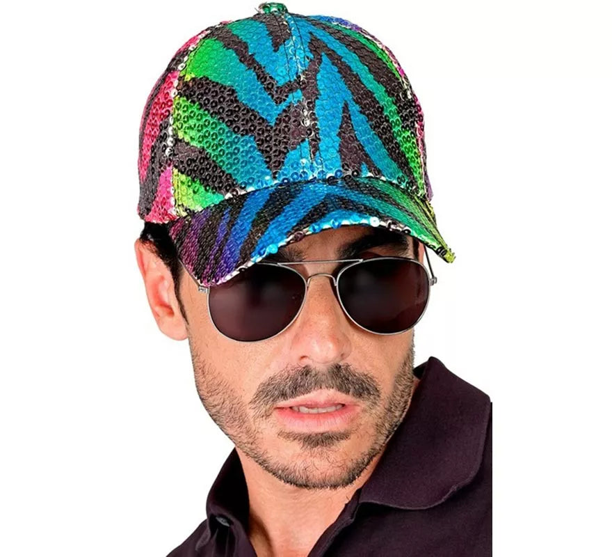 Translation missing: it.Gorra Animal Print Tigre Arcoíris con Lentejuelas