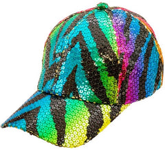 Cappellino con stampa animalier Rainbow Tiger e paillettes