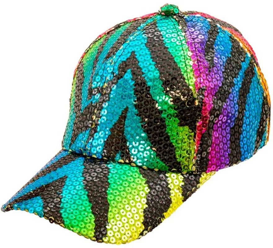 Translation missing: it.Gorra Animal Print Tigre Arcoíris con Lentejuelas