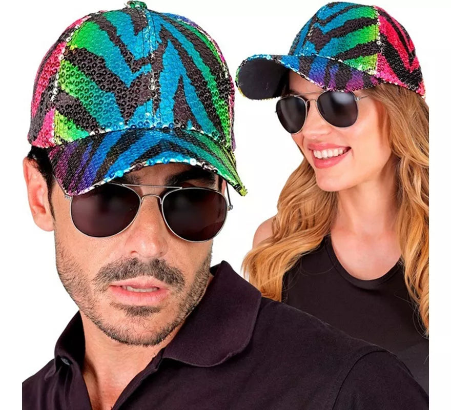 Translation missing: it.Gorra Animal Print Tigre Arcoíris con Lentejuelas