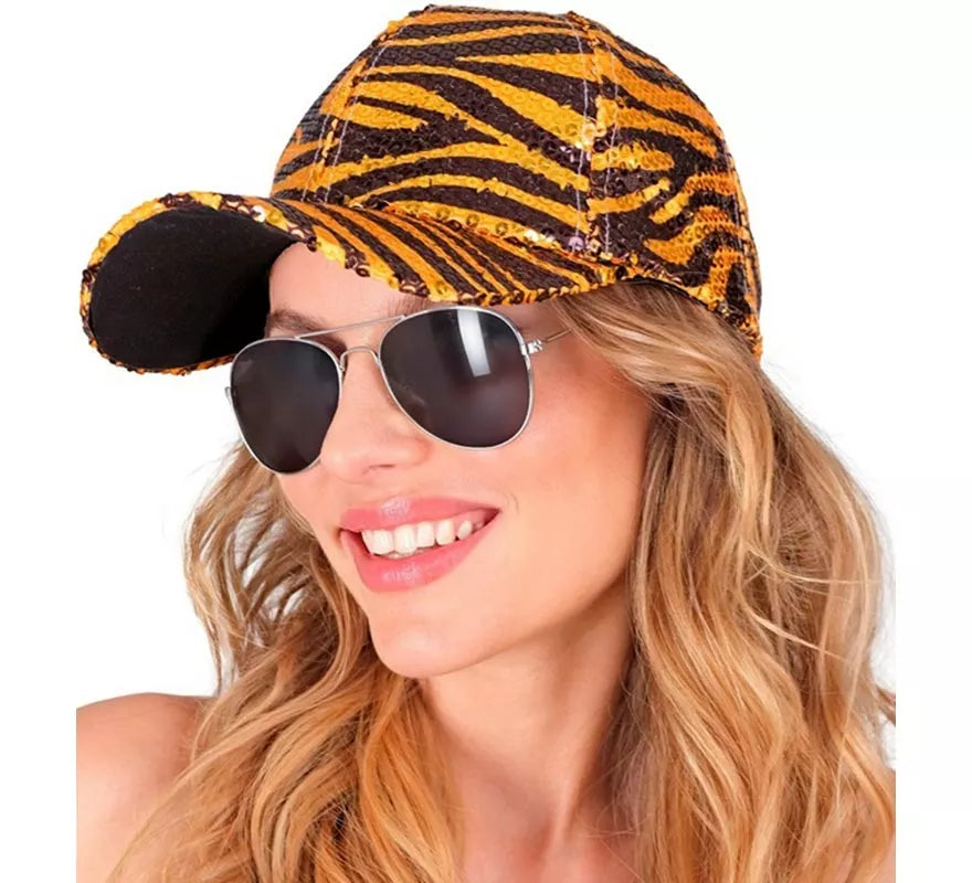 Translation missing: it.Gorra Animal Print Tigre con Lentejuelas