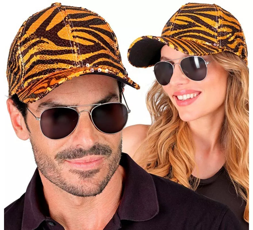 Translation missing: it.Gorra Animal Print Tigre con Lentejuelas