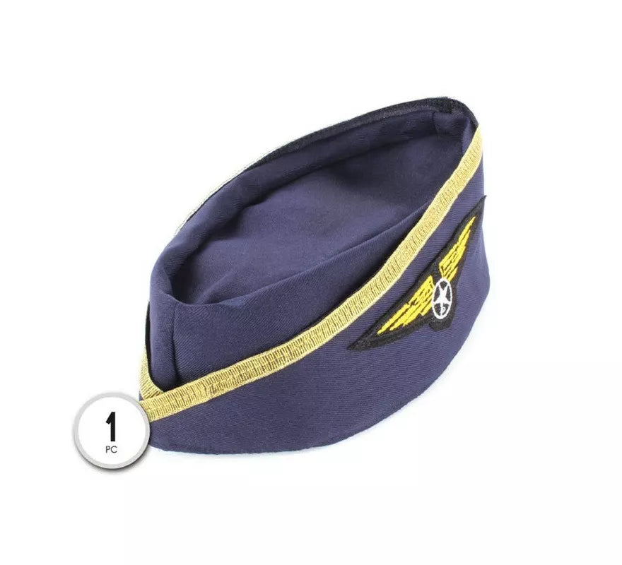 Translation missing: it.Gorra de Azafata azul con dorado adulto