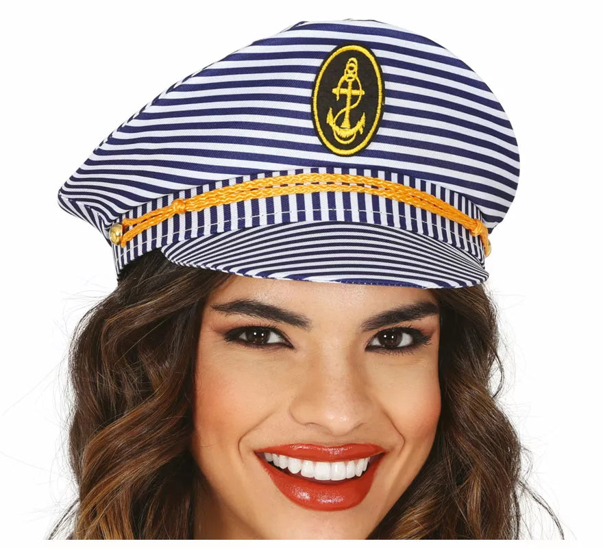 Translation missing: it.Gorra de Capitán Marinero a rayas adulto