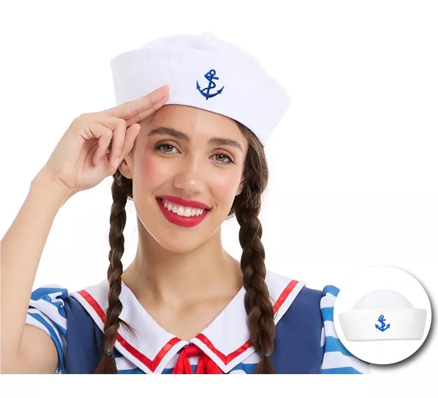 Translation missing: es.Gorra de Marinera blanca con ancla