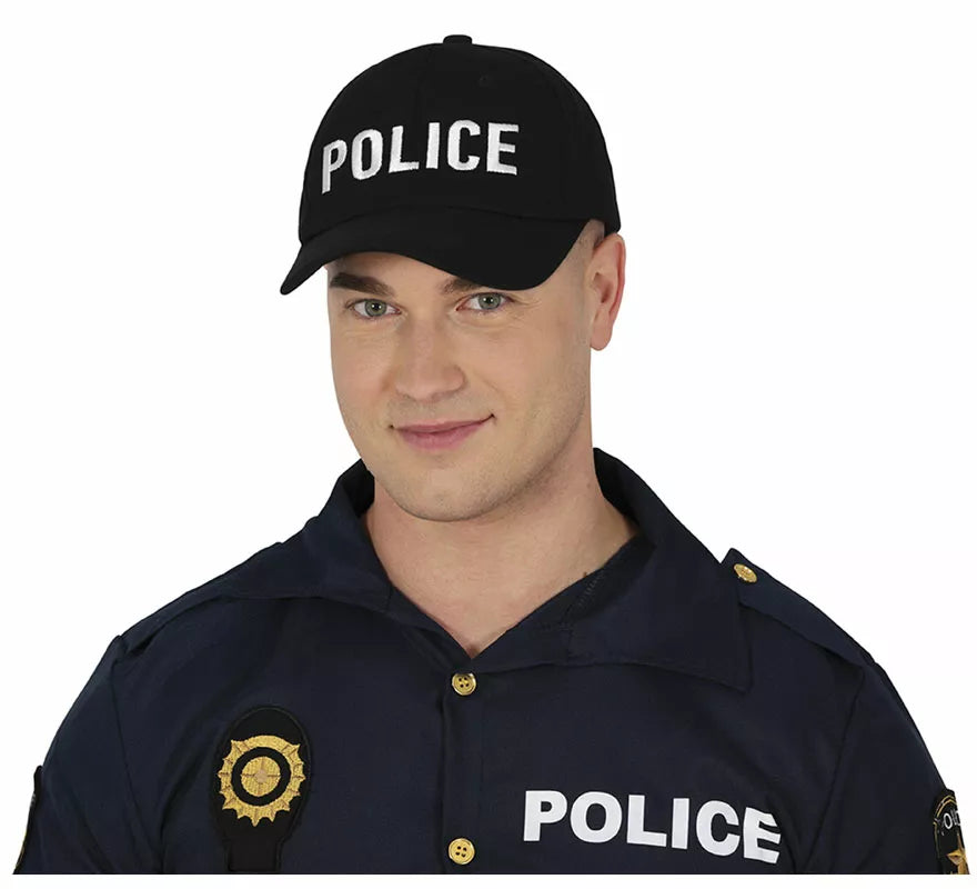 Translation missing: it.Gorra de Police negra adulto