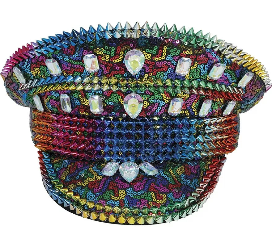 Translation missing: es.Gorra de Policía Arcoíris con Tachuelas adultos