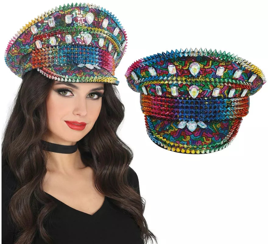 Translation missing: es.Gorra de Policía Arcoíris con Tachuelas adultos