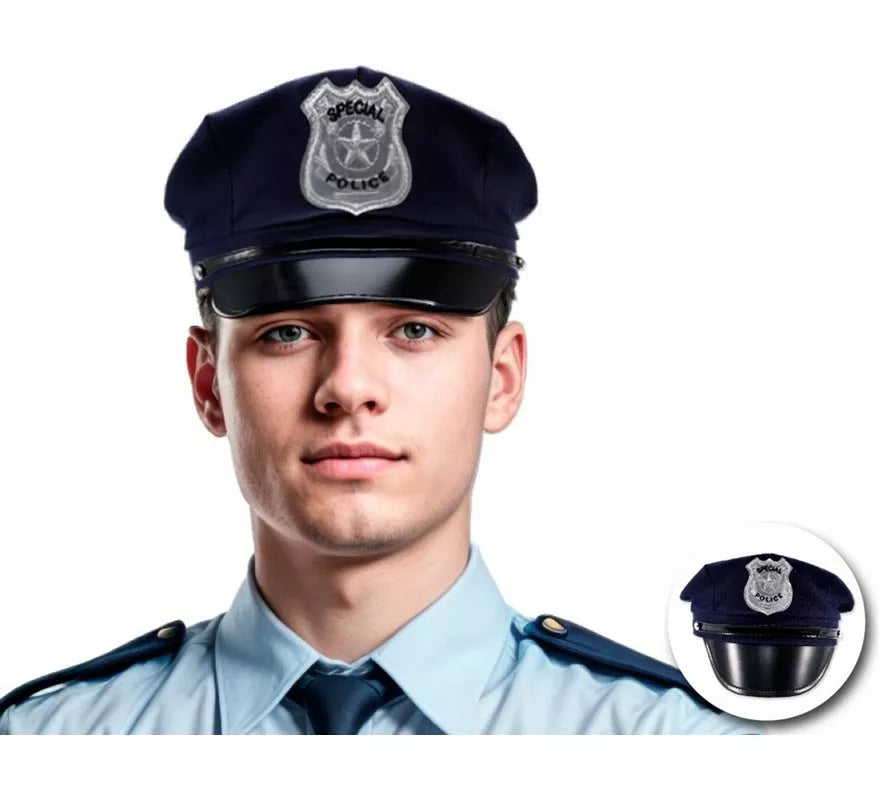 Translation missing: it.Gorra de Policía azul adulto