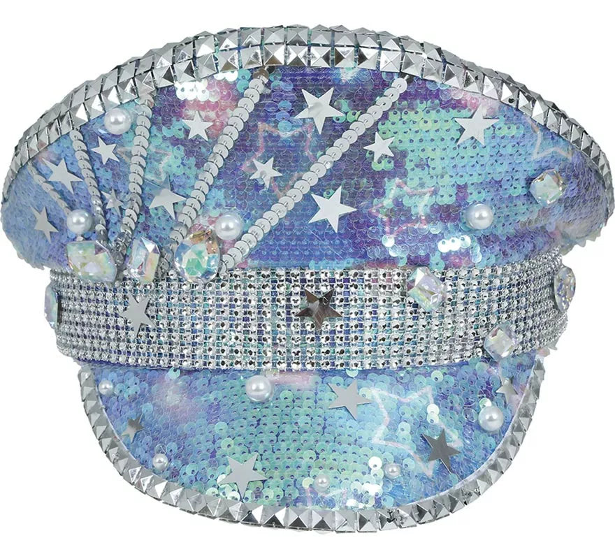 Gorra de Policía azul con Perlas adultos
