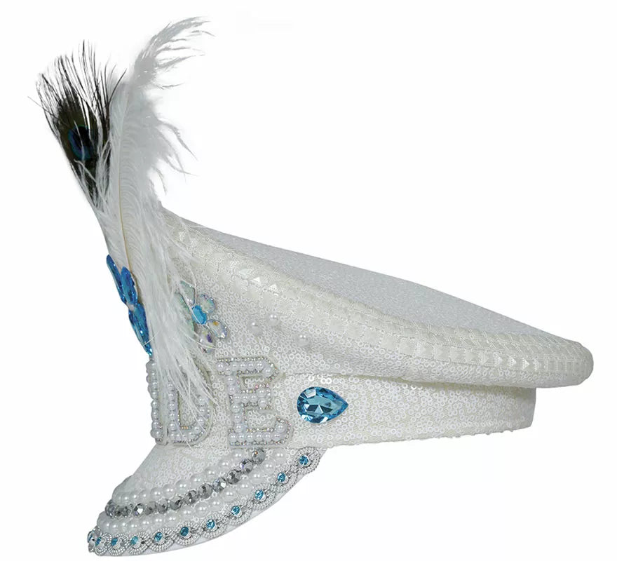 Translation missing: it.Gorra de Policía Bride con plumas y pedrería adulto