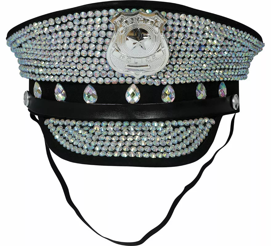 Translation missing: it.Gorra de Policía con brillantes adulto