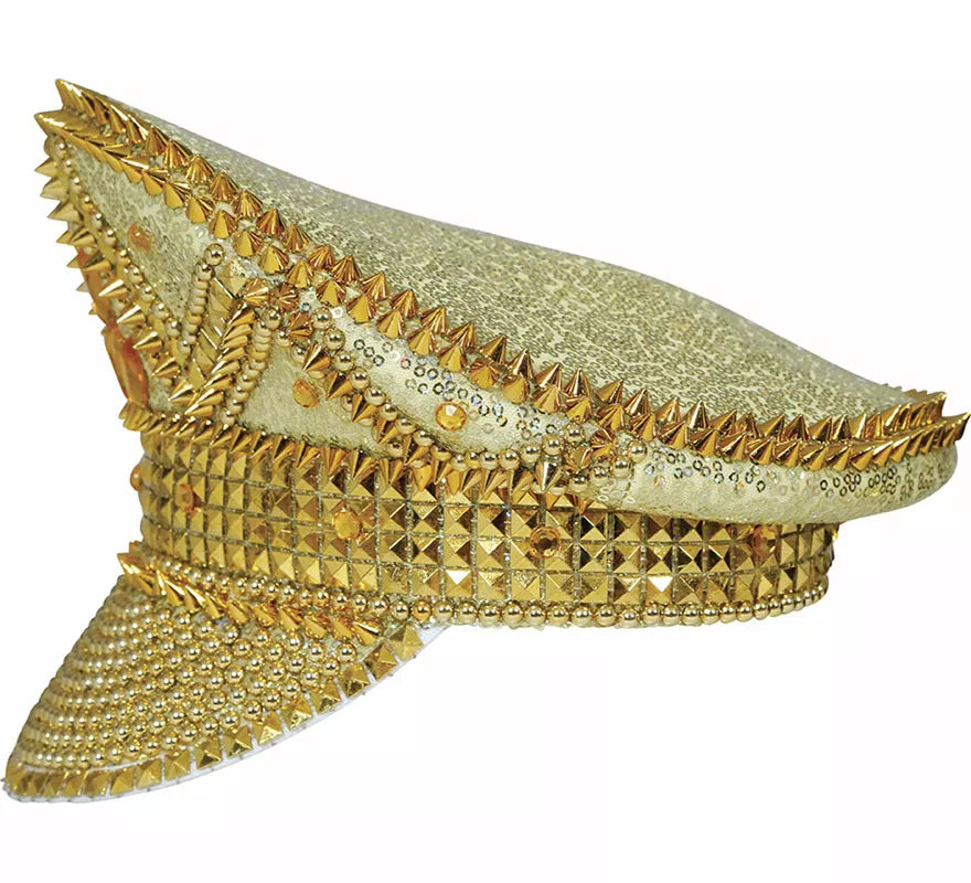 Translation missing: it.Gorra de Policía dorado con pedrería adulto