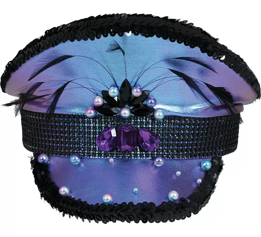 Translation missing: it.Gorra de Policía morada con Plumas adultos