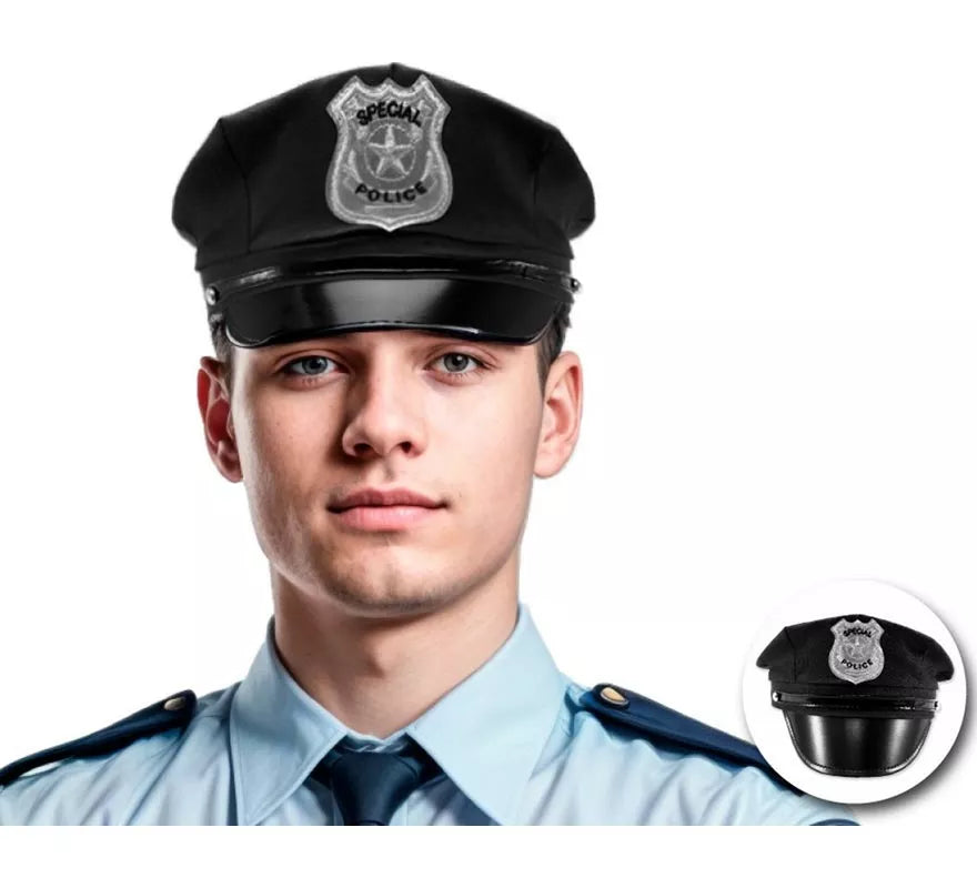 Translation missing: es.Gorra de Policía negro adulto