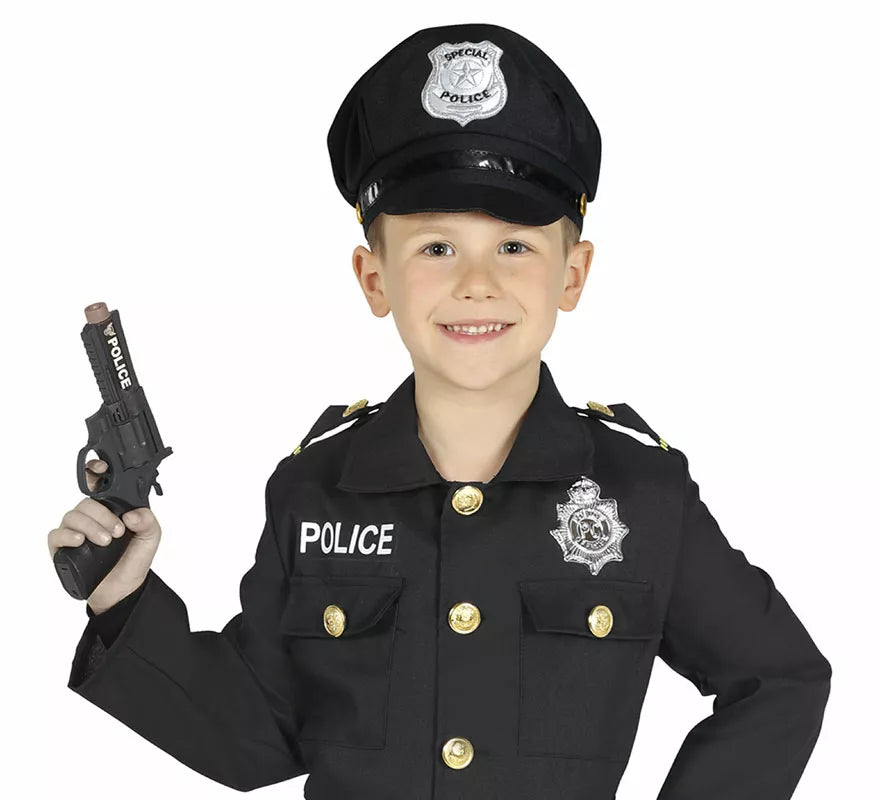 Translation missing: es.Gorra de Policía negro de tela infantil