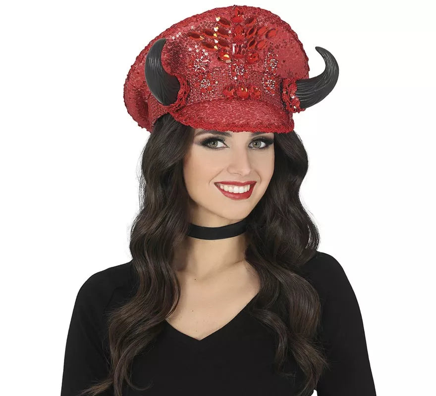 Translation missing: it.Gorra de Policía roja con Cuernos adultos
