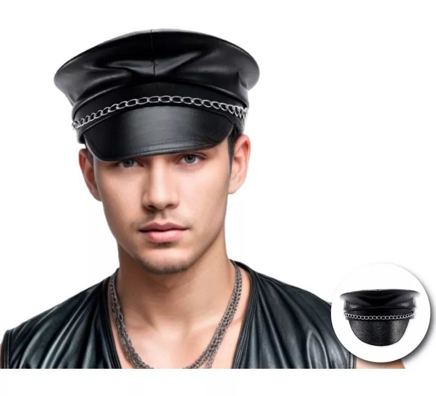 Translation missing: it.Gorra de Polipiel con cadena años 80 adulto