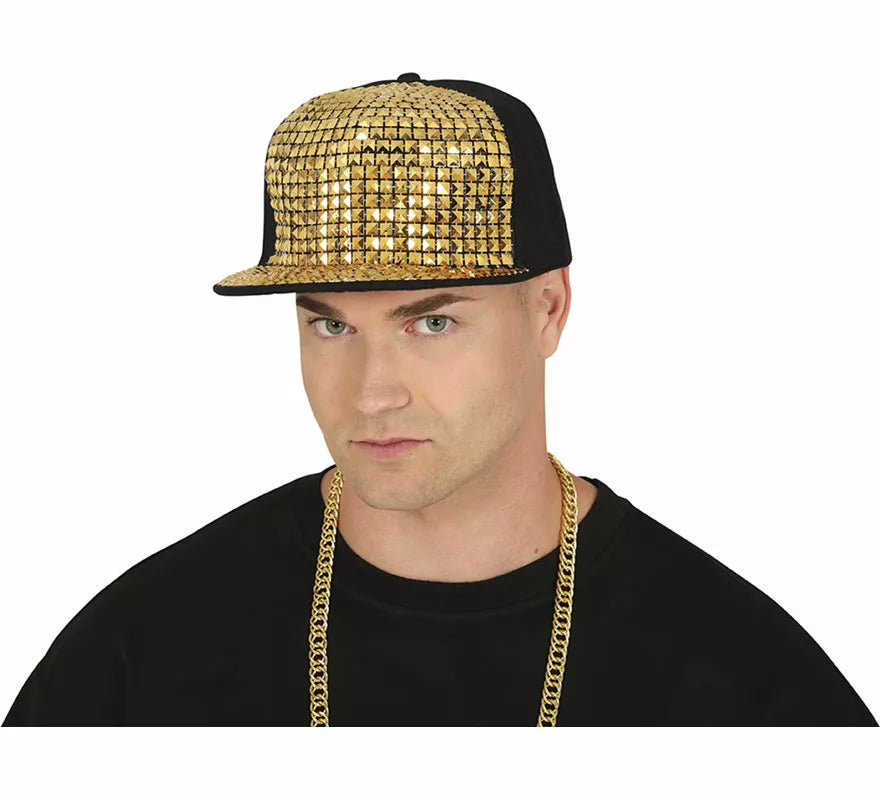Translation missing: it.Gorra de Rapero con remaches dorados adulto