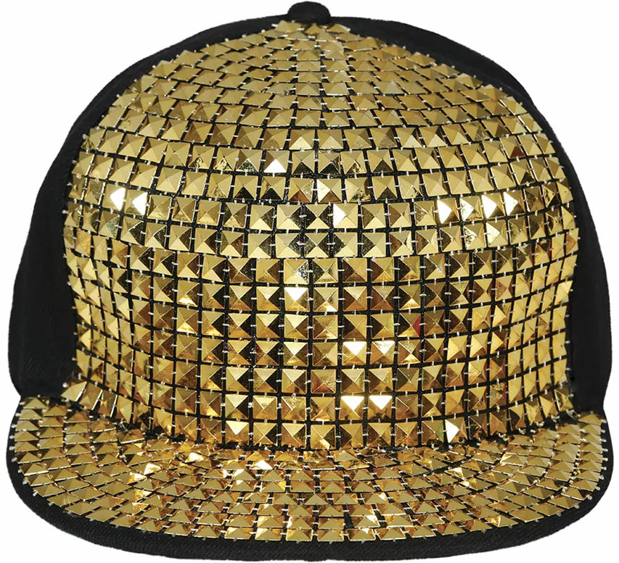 Translation missing: it.Gorra de Rapero con remaches dorados adulto