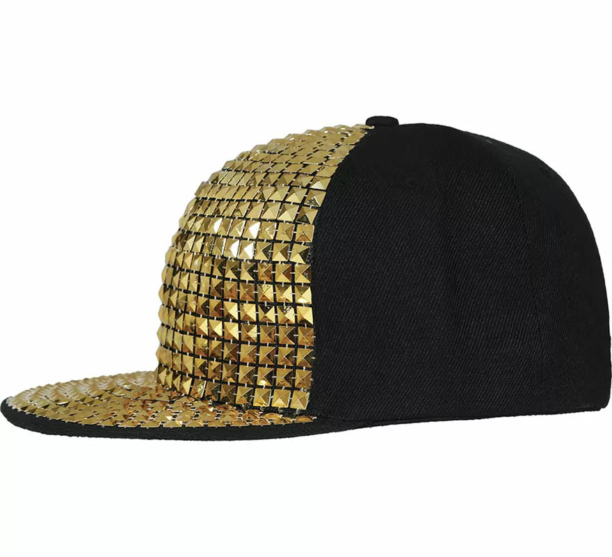 Translation missing: es.Gorra de Rapero con remaches dorados adulto