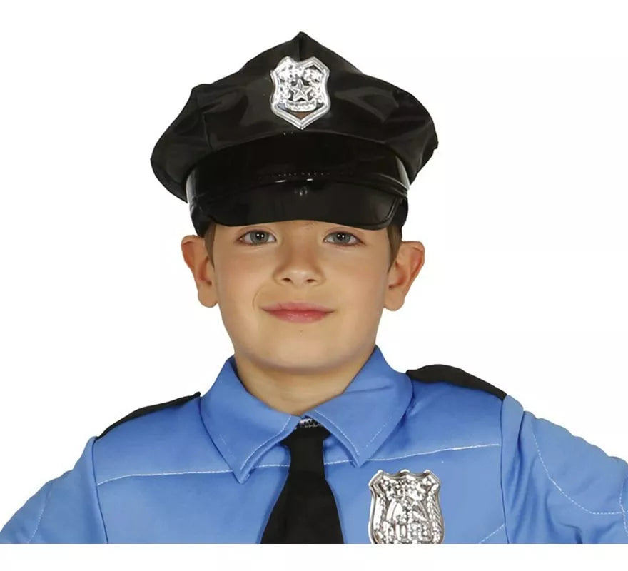 Translation missing: it.Gorra Policía infantil con placa dorada