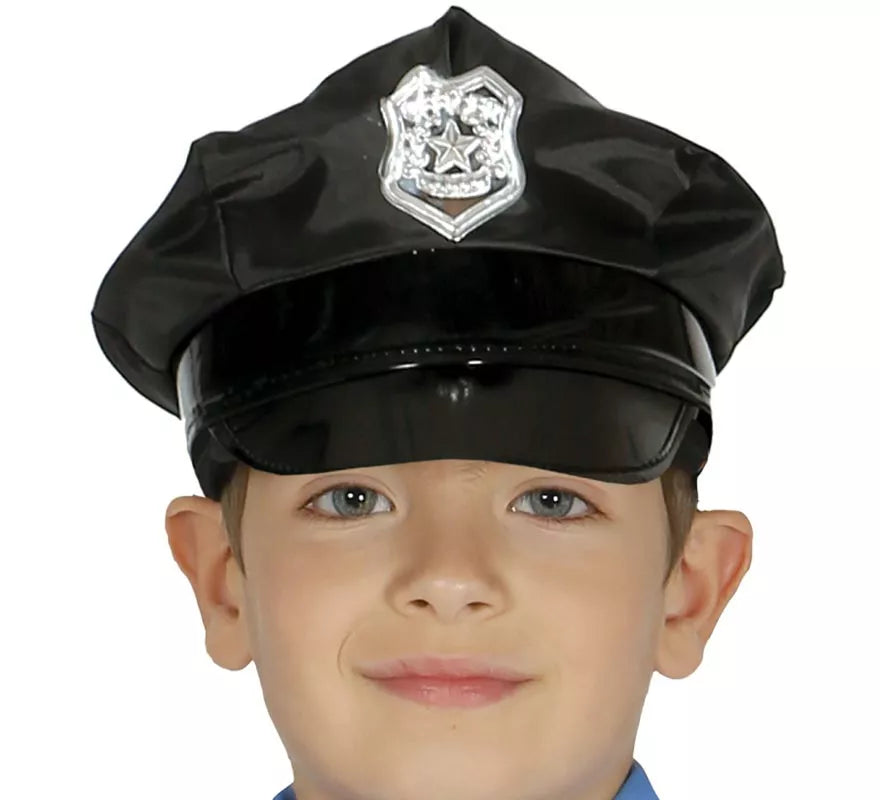 Translation missing: it.Gorra Policía infantil con placa dorada