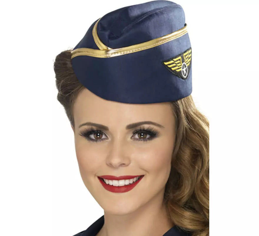 Translation missing: es.Gorro de Azafata Vuelo Comercial color Azul con Insignia