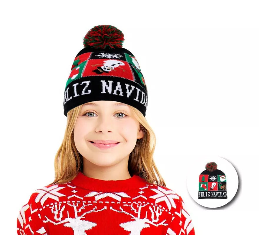 Translation missing: it.Gorro de Figuras Navideñas oscuro infantil