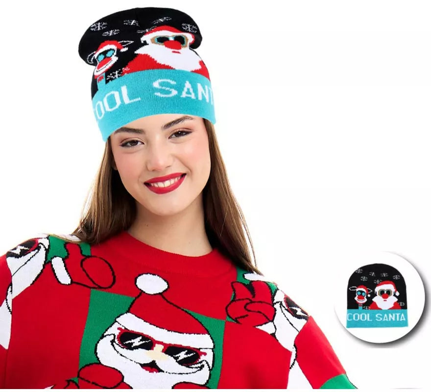 Translation missing: it.Gorro de Navidad Cool Papá Noel azul adulto