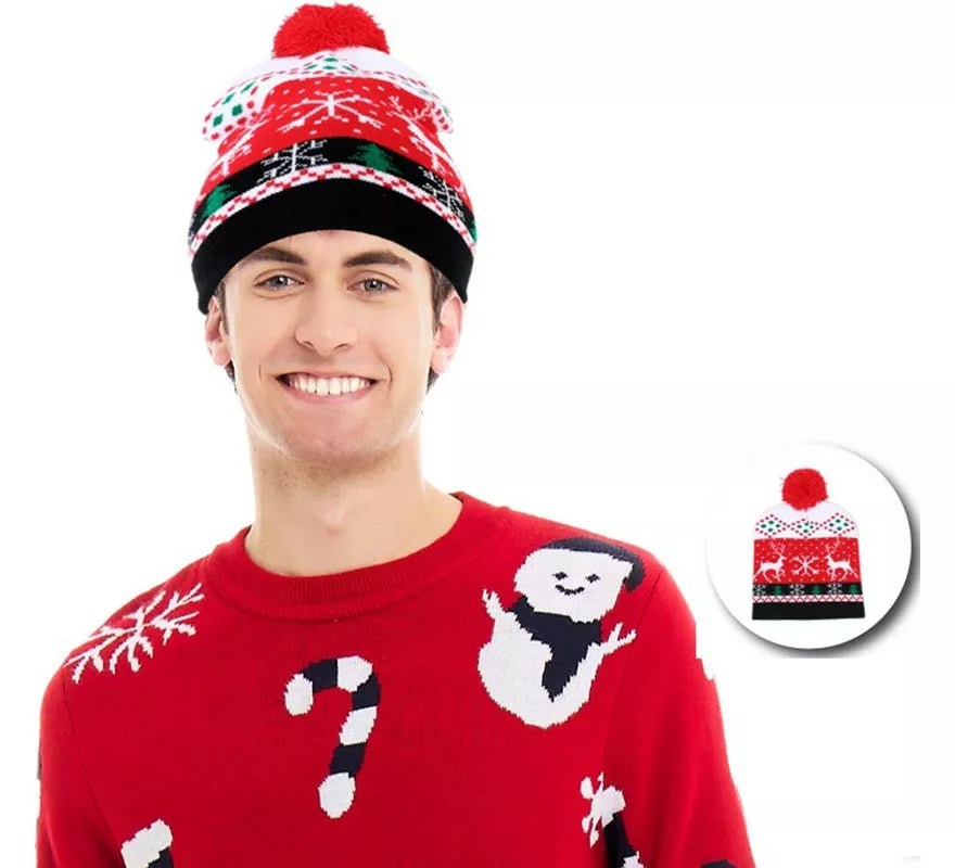 Translation missing: es.Gorro de Navidad Reno rojo y blanco adulto