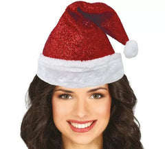 Cappello da Babbo Natale scintillante deluxe per adulti