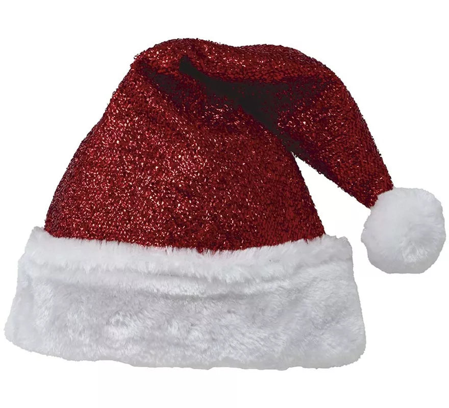 Gorro de Papá Noel brillante de lujo adulto