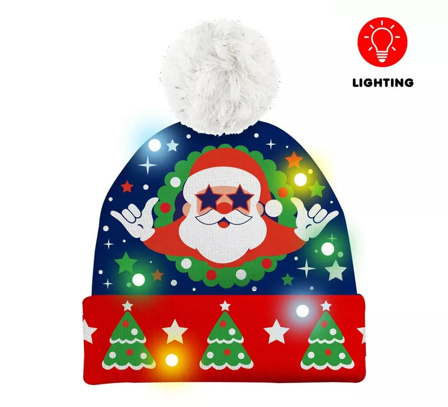 Gorro de Papá Noel Efecto Lana con Luz