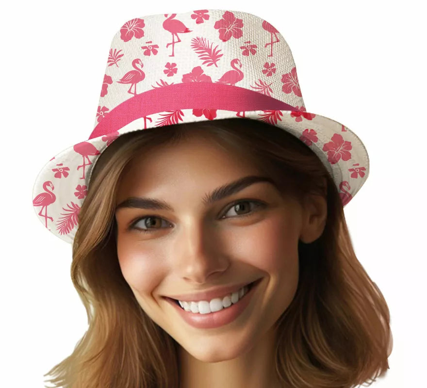 Translation missing: it.Gorro de Verano Flamencos rosa adulto